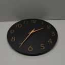 Mosewa Wall Clock 14 Inch Black Battery Operated Silent Non Ticking Simple Minimalist Rose Gold Numbers Decorative for Bedroom Living Room Kitchen Home Office