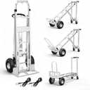 Aluminum 4 in 1 Convertible Hand Truck Dolly, 1000Lbs Capacity, Heavy Duty Folding Hand Truck Dolly Cart with Wheels 10" All-Terrain Tires, Hand Trucks for Logistics, Home, Office, School, Silver
