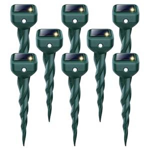 Mole Repellent Solar Powered, 8 Pack Snake Repellent for Yard, IP 65 Waterproof (Green)