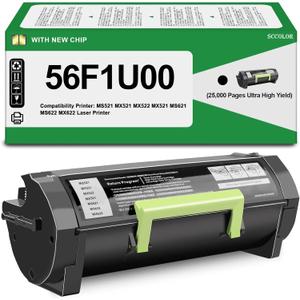 56F1U00 Black Ultra High Yield Toner Cartridge 25,000 Page Compatible for Lexmark 56F1U00 Toner Cartridge Replacement for Lexmark MS521 MX521 MX522 MX521 MS621 MS622 MX622 Laser Printer