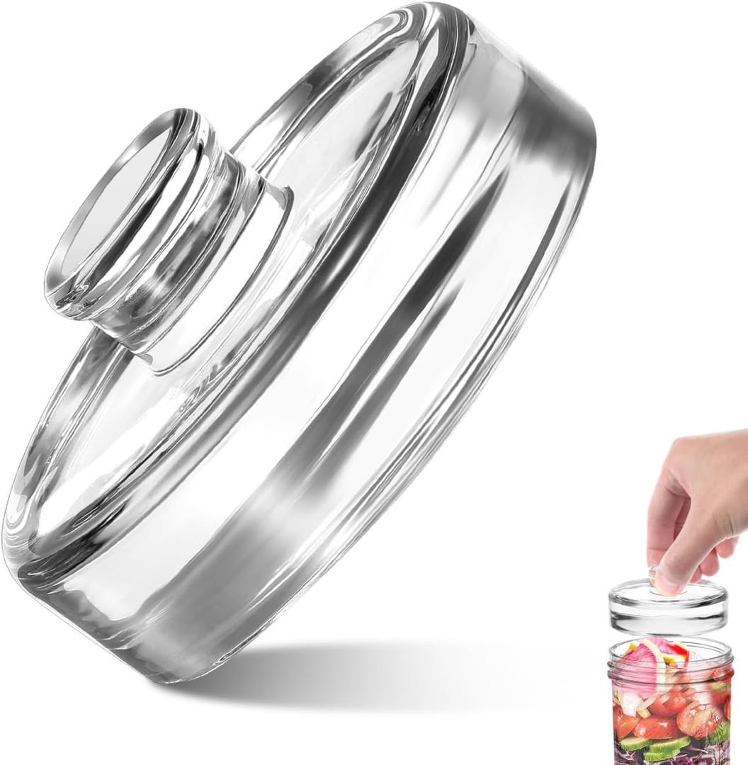 ABOOFAN Glass Fermenting Weight with Handle for Wide Mouth Mason Jar Pickling Weight for Sauerkraut Kimchi and Fermented Vegetables Smooth Round Jar Accessory 2.75 X 2.75 X 1.18 in