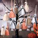 Breling 12 Pcs Boho Halloween Decor Ghost Hanging Ornament 3.2 Inch Small Ghosts Halloween Tree Ornaments for Holiday Party Yard Tree Decor