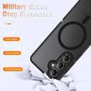 YENAPOON for Samsung Galaxy S25+ Plus Case, Matte Magnetic Phone Case with 1 Screen Protector, Support for Magsafe, Translucent Frosted Shockproof Protective Cover for Samsung Galaxy S25+ Plus, Black