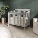 Dream On Me Aden 4-in-1 Convertible Mini Baby Crib, GREENGUARD Gold & BSA Certified, Sustainable Pinewood, Non-Toxic Finish, 3 Mattress Heights, Converts to Mini Day & Twin-Size Bed - Grey