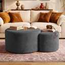 BSHOMGI Boneless Ottoman Nesting Coffee Table Set of 2,Corduroy Soft Foot Rest Movable LargePouf Footstool for Living Room Sofa Couch Bedroom Entryway and Small Spaces No Assembly (Dark Gray), 32" + 17"