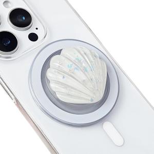 for MagSafe Magnetic White Shell Transparent Collapsible Mobile Phone Grip, Compatible for iPhone 17 & 16 & 15 & 14 & 13 & 12 Series Stand Holder, Include Magnetic Ring