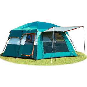 KTT Extra Large Tent 10 Person, Family Cabin Tents, 2 Rooms, 3 Doors and 3 Windows with Mesh, Straight Wall, Waterproof, Double Layer, Big Tent for Outdoor, Picnic, Camping, Family Gathering(Green)