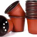 Delxo 4 Nursery Pots 100 Pcs Plastic Small Plant Pots with Drainage Holes, Flexible Seed Starter Pots for Seedlings, Cuttings & Transplanting, Reusable Flower Pots for Indoor Outdoor Plants, Red