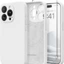 SuydanBox Magnetic for iPhone 15 Pro Max Case, Compatible with MagSafe, [Full Camera Protection][Screen Protector] Silicone Shockproof Protective Phone Case for iPhone 15 Pro Max 6.7", White
