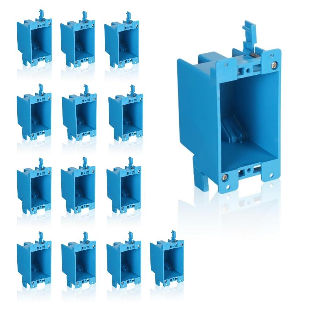 14pack 1-Gang Old Work Retrofit Electrical Box, 14 Cu. in. PVC Junction Box, for Wall Switch/Outlet Installation, Easy Mounting for Construction and Renovation