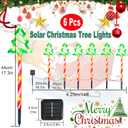 Solar Christmas Pathway Lights Outdoor Decorations, Christmas Decorations, 8 Modes Xmas Tree Candy Lights Waterproof Led Garden Stake Light for Walkway Yard Lawn Porch Holiday Decor-6 Pack