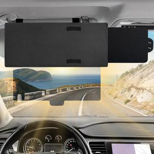 Polarized Car Sun Visor Extension with PC Lens and Side Sunshade, Anti-Glare Windshield Visor - Universal for Most Cars (Black)