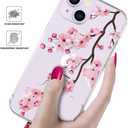 Compatible with iPhone 14 Case Flower for Women Girls Girly Cute Phone Protector Clear with Design Cool Protective,Sakura Pink Peach Cherry Blossom