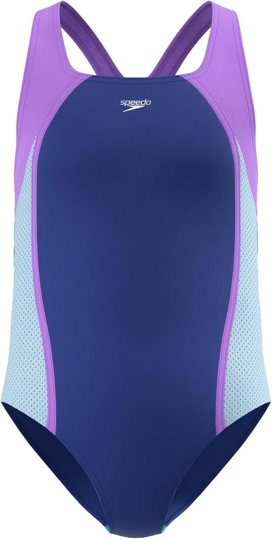 Speedo Girl's Swimsuit One Piece Closed Racerback, Size 12