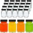 QAPPDA 2oz Mason Jars Set of 48,Glass Spice Jars with Black Lids,Small Mason Juice Bottles for Ginger Shots,Honey,Jam,Party Favor