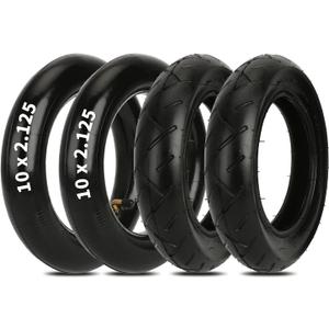 HIAORS 10x2.125 Scooter Tire and Inner Tube Replacement for Segway D40X F20 F25 F30 F40 E-Scooter, 10 inch Electric Scooter Tires for Gotrax G4 GXL V2 Kick scooter Tricycle with Bent Valve Stem(2 Pack)