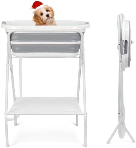 Amazon.com: Beberoad 2 in 1 Dog Bath Tub Dog Washing Station for Bathing and Grooming, Elevated Collapsible Foldable Portable Shower Bathtub for Small Dogs Cats Pet, Indoor and Outdoor : Pet Supplies