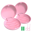 Retainer Case, Cute Slim Orthodontic Aligner Case Compatible with Invisalign, 2 Sets Mouthguard Case with Removal Tool & Chewy, Pink