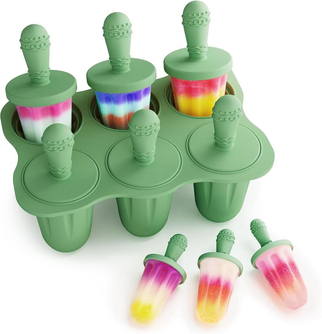 Silicone Popsicle Molds for Toddlers, 6-Cavity x 2oz Food-Grade Ice Pop Mold, Reusable DIY Fresh Fruitsicle Frozen Treats Maker 