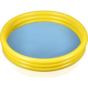 Round Inflatable Swimming Pool Portable Inflatable Kiddie Pool 3 Rings Blow Up Pool 62 x 10 Inch Pump Paddling Pool for Girls Boys Indoor Outdoor Water Game Center (Yellow)
