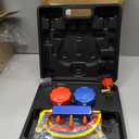 3 Way AC Manifold Gauge Set AC Gauge Set Fits for R134A R410A R404A R22 Refrigerant with Adjustable Couplers, Hoses, Can Tap & Adapters
