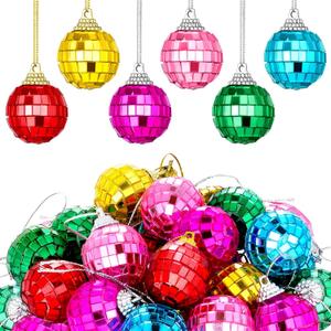 BBTO 11 Pieces Mini Christmas Disco Balls 70s Party Decor Christmas Tree Decoration Hanging Reflective Mirror Disco Ball Decoration for Birthday