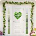 2 x St. Patrick's Day Decorations Wooden Shamrock Door Wreath for Front Door Welcome Sign, Farmhouse St. Patrick's Decor Hanging Sign Outdoor Indoor Shamrock Clover Spring Wall Home Decor