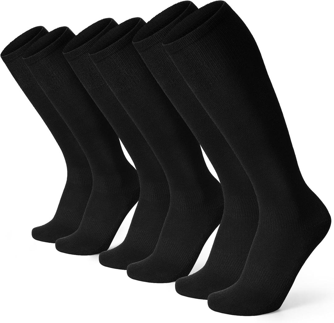XZQTIVE 3 Pairs Soccer Baseball Softball Socks for Kids Youth Adults – Over the Calf Athletic Sports Football Socks, Size: Small (Black)