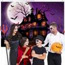 Mocsicka Halloween Backdrop for Photography Purple Night Moon Haunted House Background Spooky Cemetery Hollween Costume Party Decorations Banner Photo Studio Props (8x6ft)