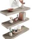 Colima Floating Shelves for Grey Wood Wall Shelf for Bedroom, 24 Inch Wall Mounted Floating Shelves for Bathroom Living Room Kitchen Office, 1.5" Thick Floating Book Shelves for Wall, Set of 3