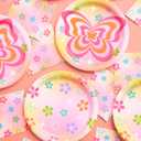 xo, Fetti Groovy Y2K Paper Plates, 2 Designs | 24 pcs 9" | Butterfly Kids Party Decorations, Girls Bachelorette Supplies, Rainbow Birthday Tablescape, Pastel Flower Decor