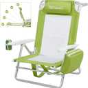 Old Bahama Bay Backpack Beach Chair, Aluminum Lightweight Reclining 5-Position Lounge Chair for Adults Heavy Duty Support 400 LBS Portable Folding with Cooler Bag Camping Chair for Sand Outdoor