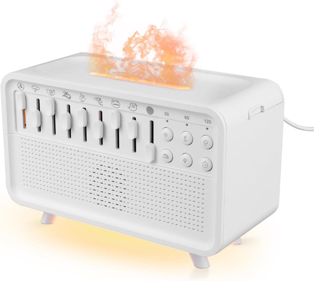 White Noise Machine with Humidifier, Essential Oil Diffuser & Night Light - Portable Sleep Sound Therapy, 8 Natural Sounds Style Mixer with Auto-Off Timer for Bedroom, Office, Travel