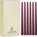 New Burning Formula Unscented Dripless 12-Inch Taper Candles Set of 12 - Burgundy, for Wedding, Dinner - Smokeless, Long Burning - Hand Poured, Colored Tall Candlesticks - Burdeos