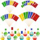 48 Pieces Color Building Block Themed Cupcake Toppers Building Block Party Favors Decorations for Adults Party Supplies