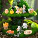Civaner 15 Pcs Easter Decorations Bunny Figurines Decor Mini Resin Eggs Rabbits Decor Animals Mini for Easter Table Living Room Home Tank Decor Party Supplies