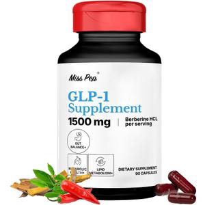 GLP-1 Supplement – High Potency Berberine HCl 1500mg with Ceylon Cinnamon, Green Tea & Cayenne Extract – Supports Appetite Control, Gut Balance & Metabolism – 90 Capsules (EXP 07/01/27)