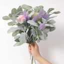 SHACOS Artificial Flocked Lambs Ear Stem 12 Pieces Lamb's Ear Branch Foliage Pick Greenery Leaf Flower Spray for Home Wedding DIY Floral Arrangement