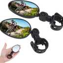 2 Packs Bike Mirror  360 Rotatable & Foldable Handlebar Mount,Wide Angle Rearview Mirror, Shockproof & Scratch Resistant Glass Lens,Suitable for Road/Mountain/E-Bikes, Scooter, Motorcycle