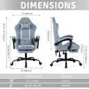 Fabric Gaming Chair for Adults, Ergonomic Computer Office Desk Chair with Footrest,Pocket Spring Cushion, Reclining High Back Silla Gamer for Home Office, Blue