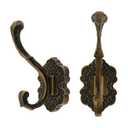 Chinflly Antique Brass Coat Hooks Wall Mounted,2 Pcs Retro Double Hook Decorative Vintage Aluminum Alloy Heavy Duty Hook for Coats,Towels,Keys,Purse,Scarf,Bag,Cap,Cup,Hat