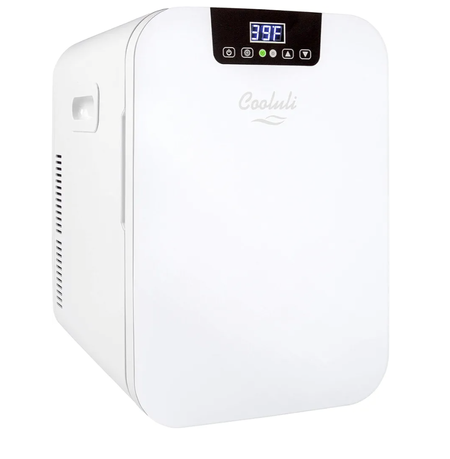 Cooluli 20 Liter Mini Fridge with Temperature Control - White Thermoelectric Cooler and Warmer for Bedroom, Office, Car, Dorm