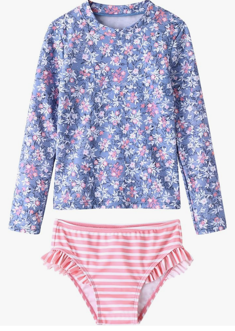 UMELOK Toddler and Little Girls Rash Guard Sets with Bikini Bottoms Swimwear 18M