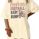 Maternity Pumpkins Football Shirt Women: Thanksgiving Pregnancy Tops Oversized Pumpkins T-Shirt Fall Football Tees (XL)