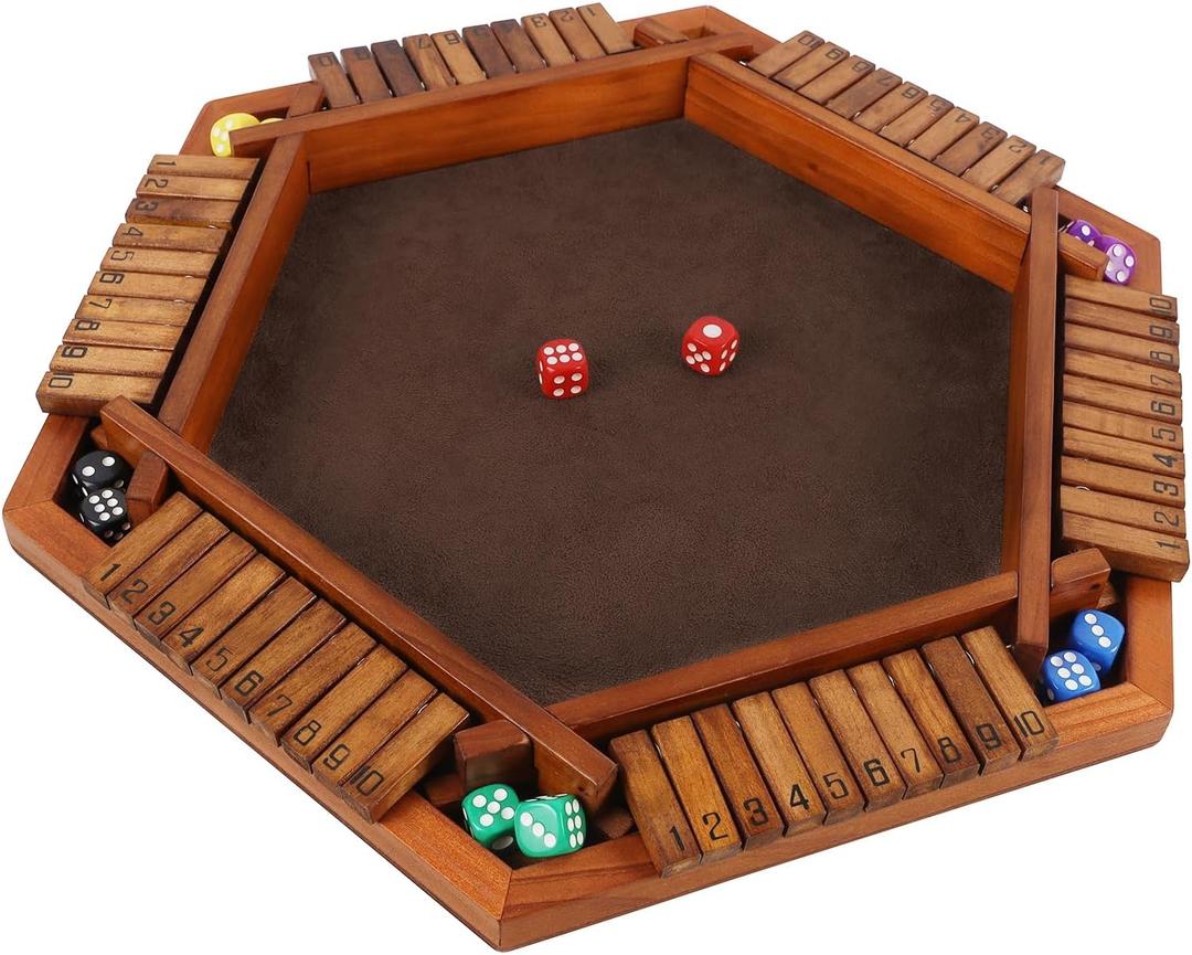 Juegoal Wooden Shut The Box Dice Game for 1-6 Players, Upgrade Tabletop Board Game with 12 Dice for Kids Adults Families, Classics Travel Portable Classroom Home Party Pub Board Game Sets Juegoal Wooden Shut The Box Dice Game for 1-6 Players, Upgrade Tabletop Board Game with 12 Dice for Kids Adults Families, Classics Travel Portable Classroom Home Party Pub Board Game Sets