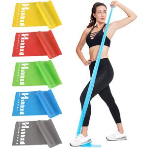 Resistance Bands for Working Out, Physical Therapy Bands, Latex Free Elastic and Exercise Bands Set for Stretching, Suitable for Rehab, Yoga, Pilates, Gym, Home Exercise (Five Colors 5-80lbs)