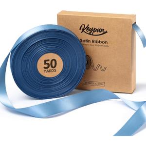 French Blue Satin Ribbon 7/8 Inch x 50 Yards Double-Faced Ribbons for Gift Wrapping Flower Bouquet Wedding Paper Bows Invitations Crafts