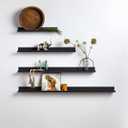 Infinite Design 60" Metal Floating Wall Shelf | Modern Black Powder-Coated Steel Ledge, Made in USA | Wall-Mounted Shelf for Living Room, Kitchen, Bathroom, Bedroom or Office