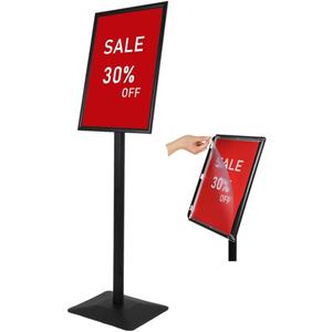 DISPLAYSWORKER Adjustable Heavy Duty Pedestal Sign Holder Floor Stand, Sign Stand Poster Stand ,Standing Floor for 11 x 17 inch,Vertical/Horizontal View,Black (Black Aluminum Frame)