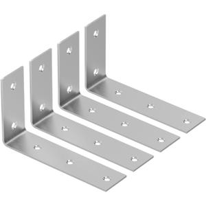 YUMORE Shelf Bracket, 7 Inch L Brackets Heavy Duty, Stainless Steel Shelf Supports Wall Mounted for Floating Shelves, 4 Pack